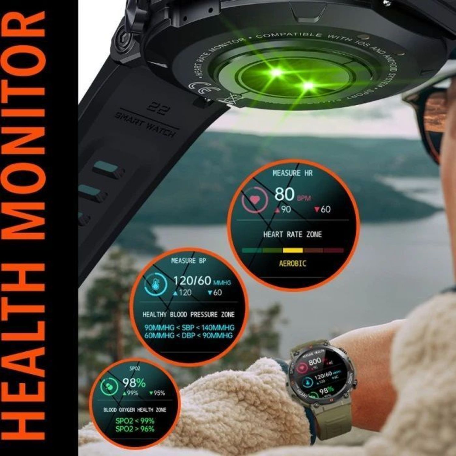 Zegarek męski Smartwatch Rubicon na pasku RNCE95 z rozmowami. Zegarek męski Smartwatch. Zegarek Rubicon z rozmowami dla mężczyzny na prezent. Smartwatch z rozmowami na czarnym pasku (2).jpg